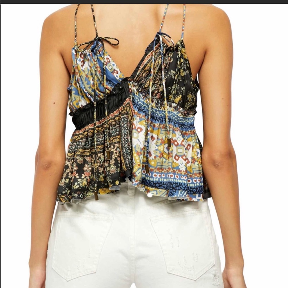 Free People Bellini patchwork slit front sleeveless blouse - Picture 2 of 9